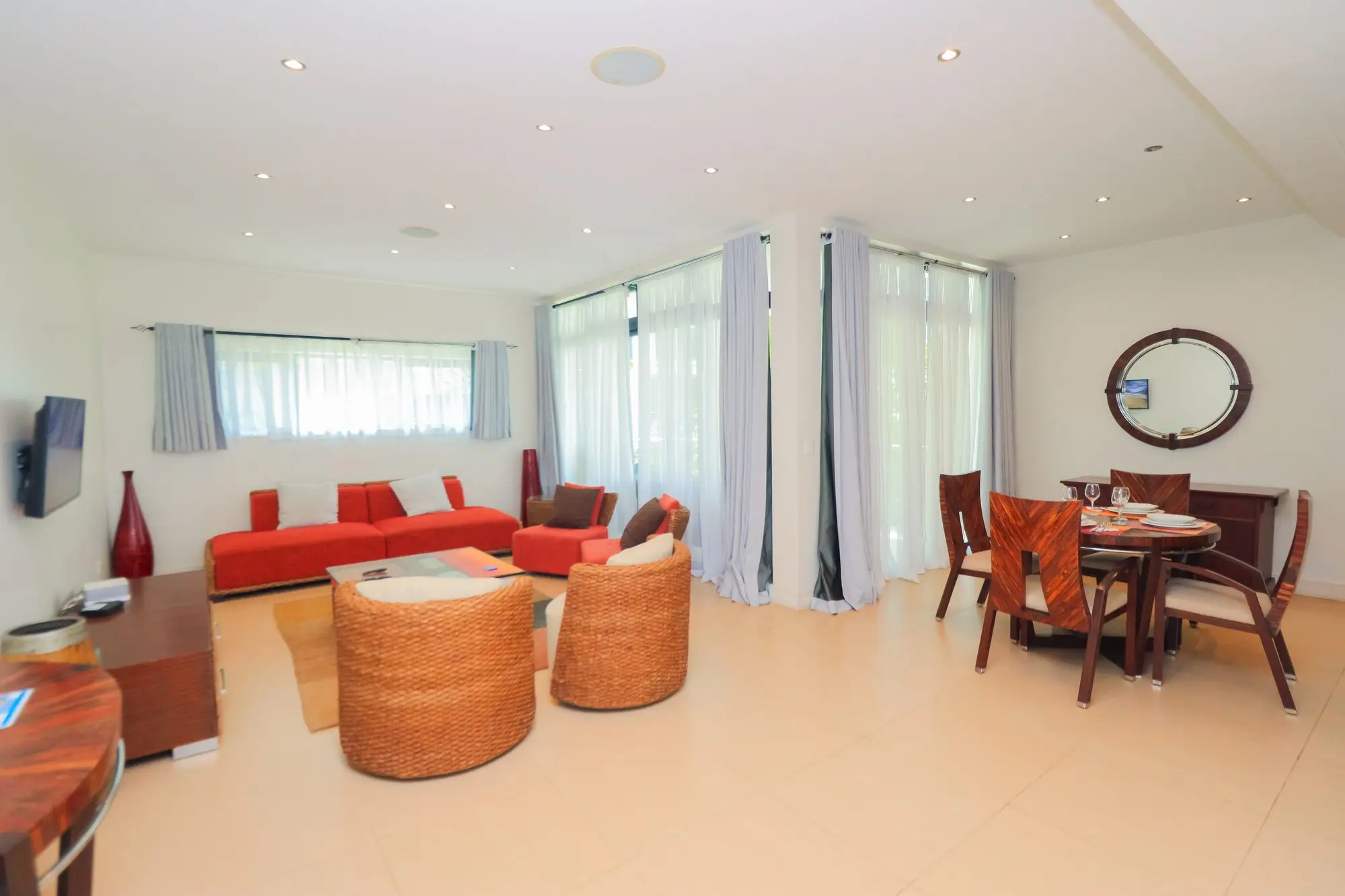 Spacious open-plan living and dining room at Nyali Marina Stays, Nyali Mombasa